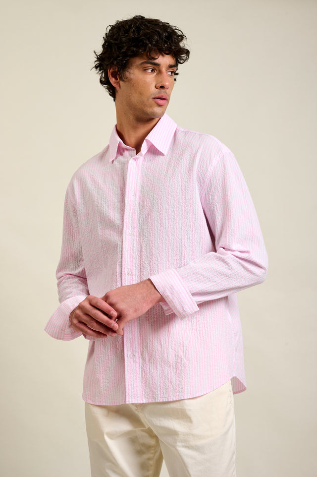 CHEMISE CAYLON STRIPES - ROSE