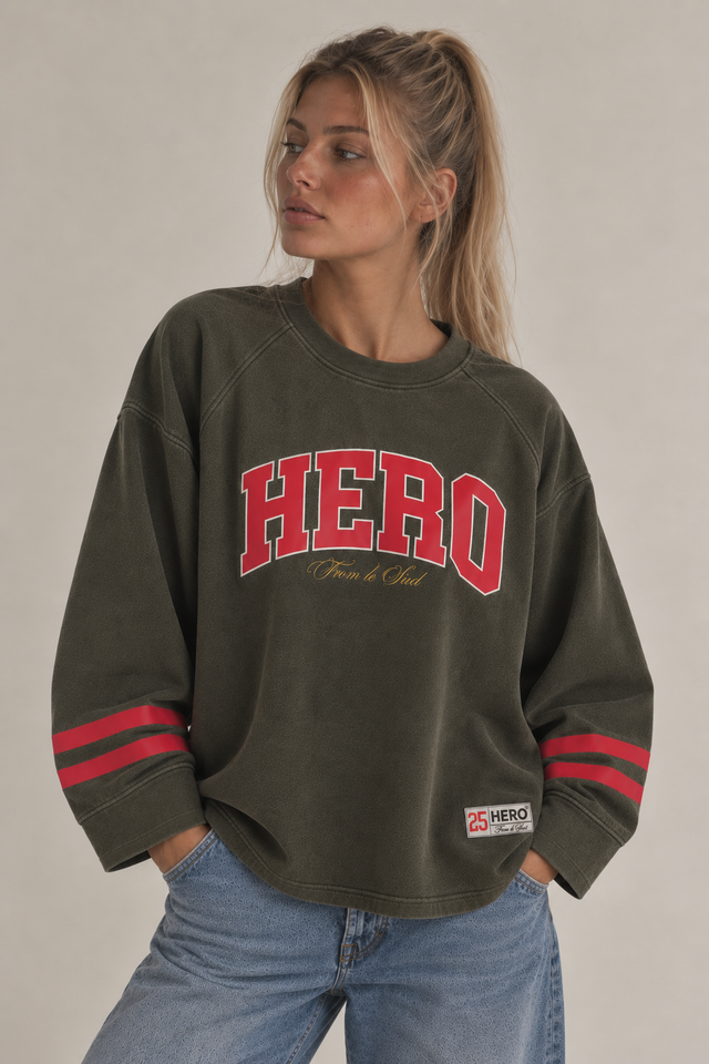 SWEAT COLLEGE TEE - MILITARY