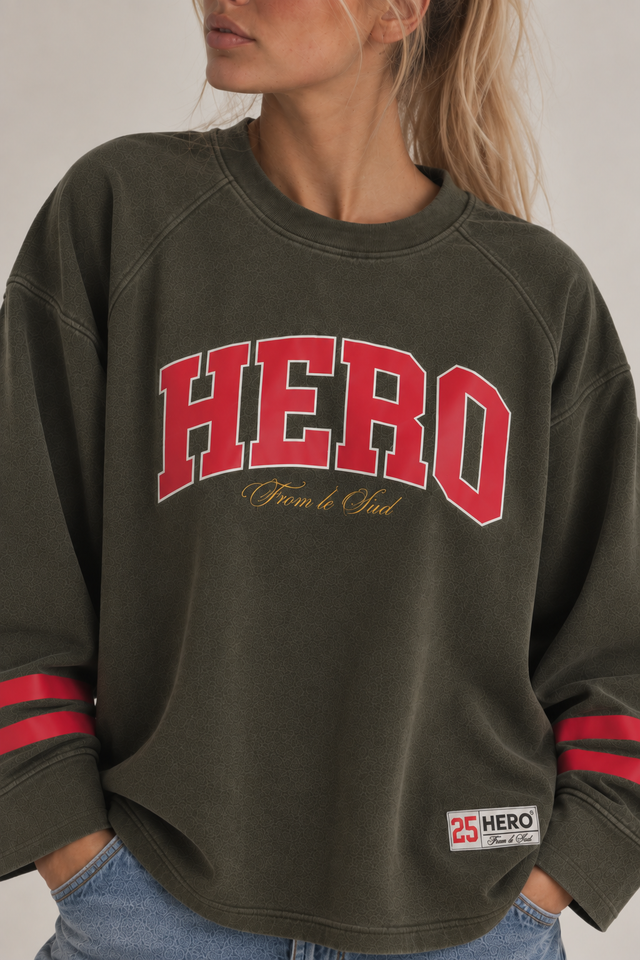SWEAT COLLEGE TEE - MILITARY