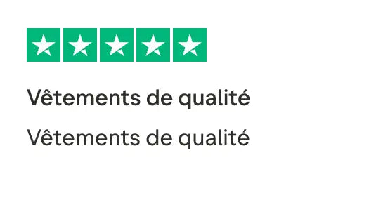 Étiquette de vêtements de qualité 5 étoiles avec des étoiles vertes et du texte blanc.