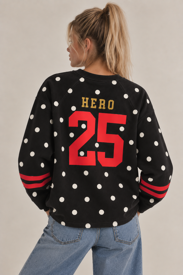 SWEAT COLLEGE TEE - NAVY DOT