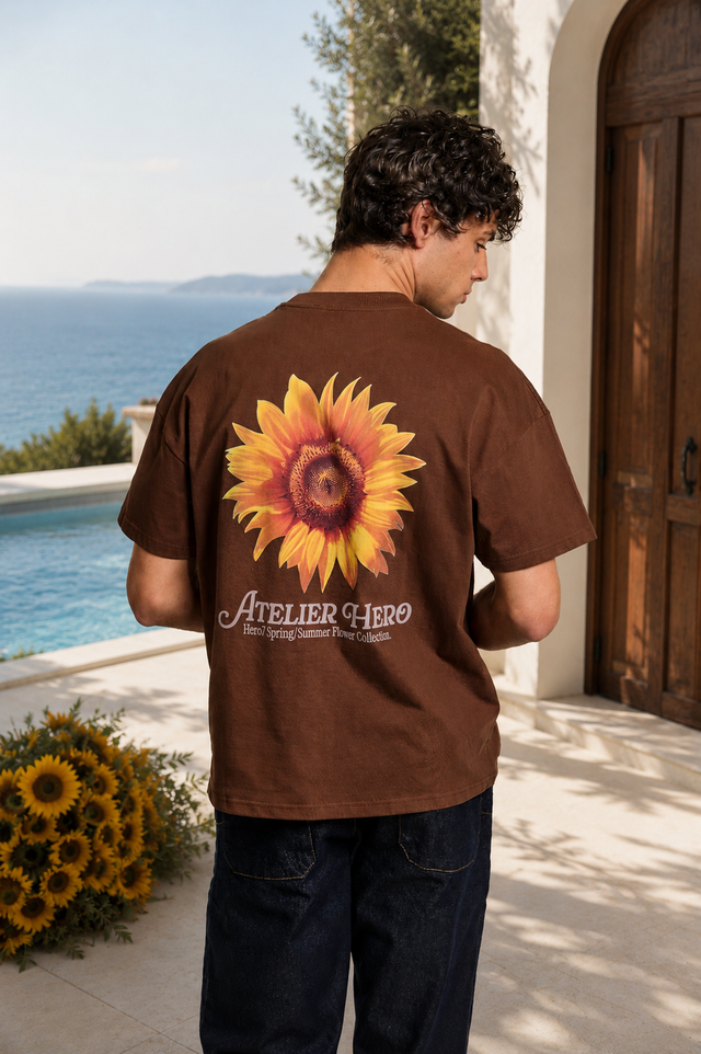 T-SHIRT LE TOURNESOL - COFFEE