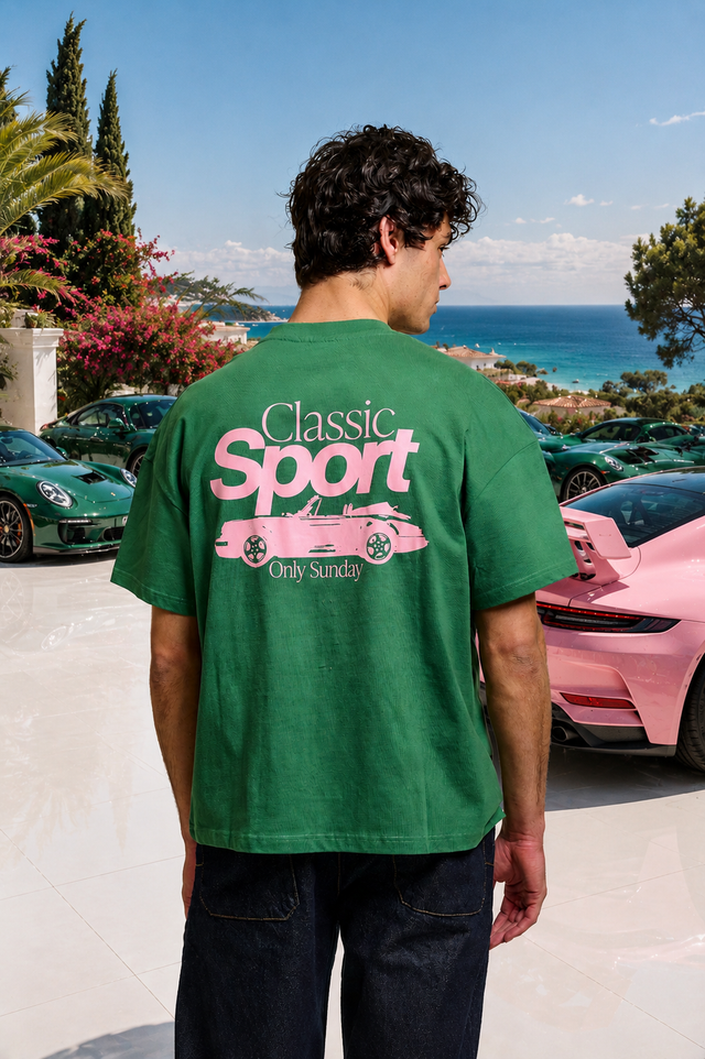 T-SHIRT SUNDAY CAR - BASIL