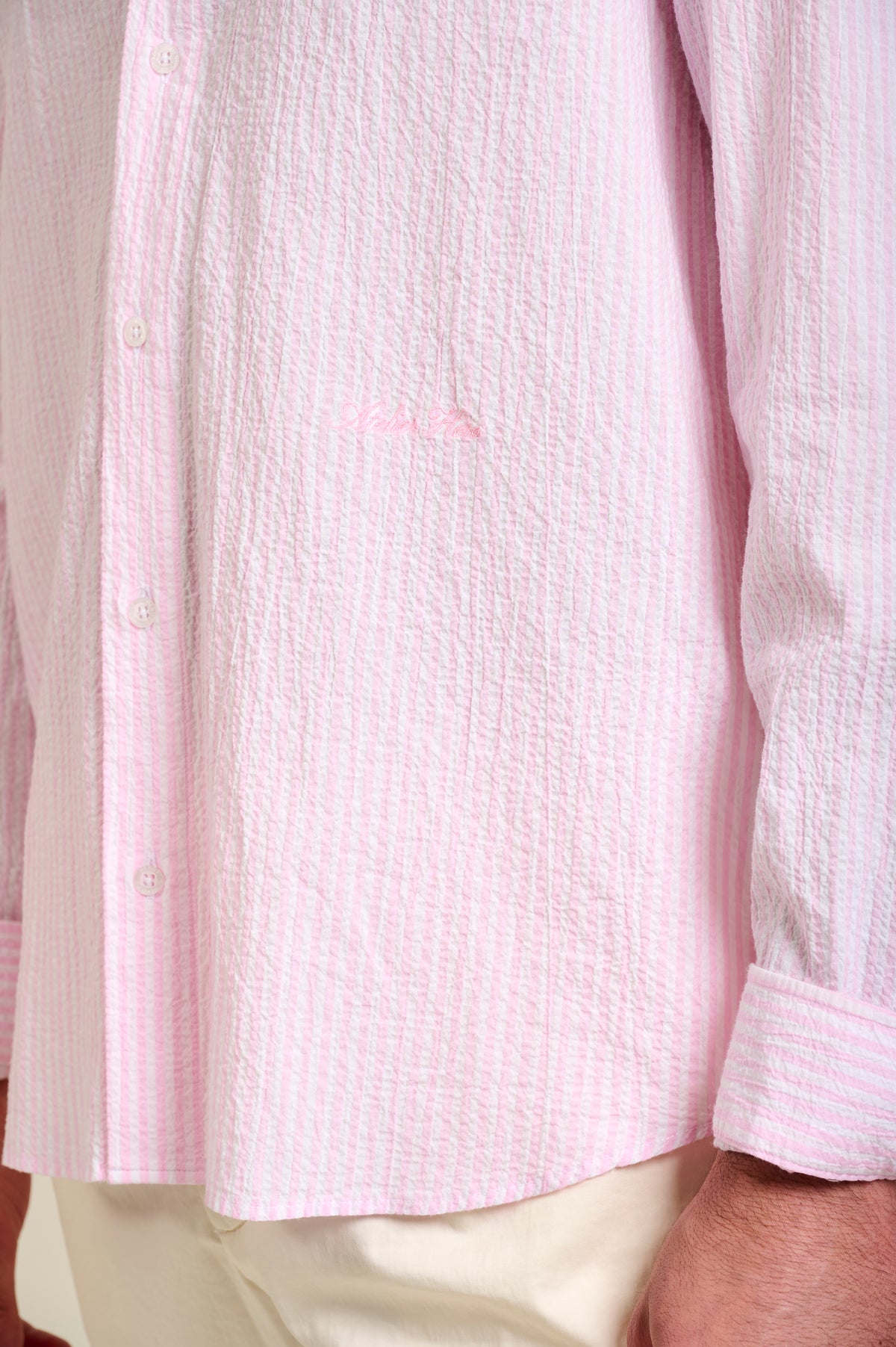 CHEMISE CAYLON STRIPES - ROSE