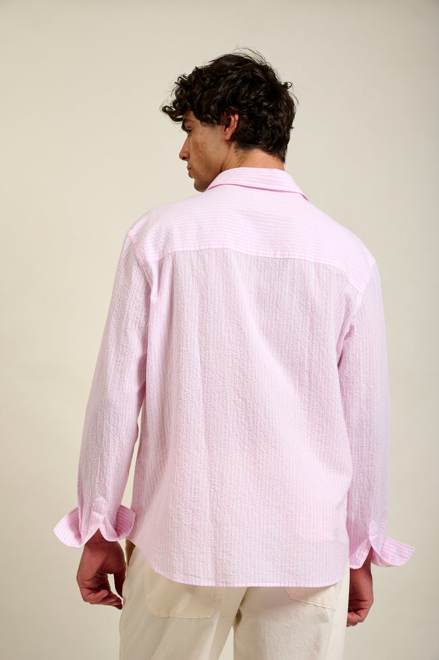 CHEMISE CAYLON STRIPES - ROSE
