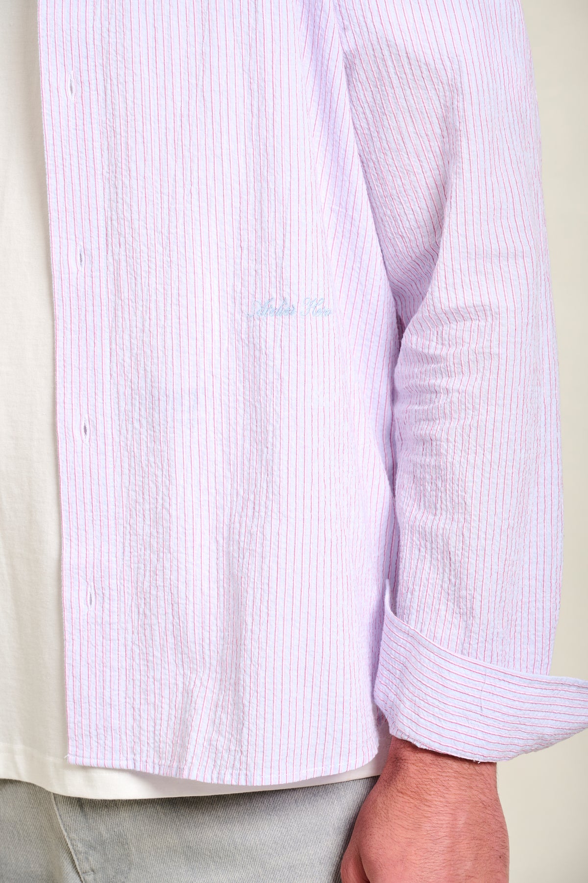 CHEMISE CAYLON STRIPES - PASTEL PINK