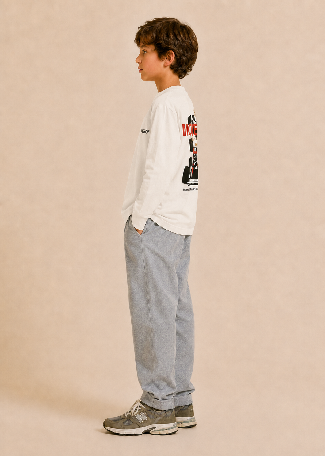 T-SHIRT CHECKBOARD KID ML - OFF WHITE