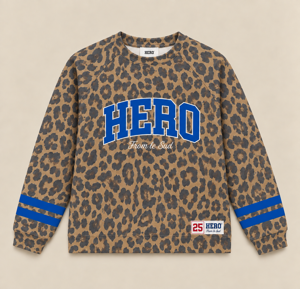 SWEAT COLLEGE TEE - LEOPARD