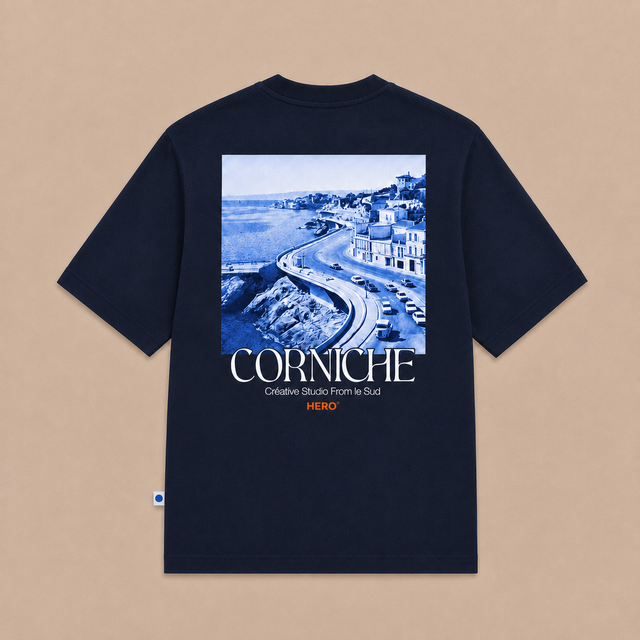 T-SHIRT CORNICHE TEE - NAVY