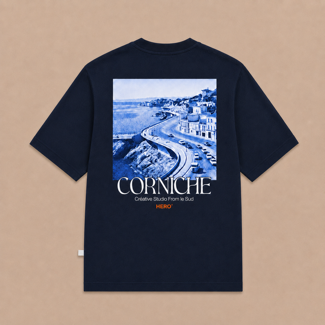 T-SHIRT CORNICHE TEE - NAVY