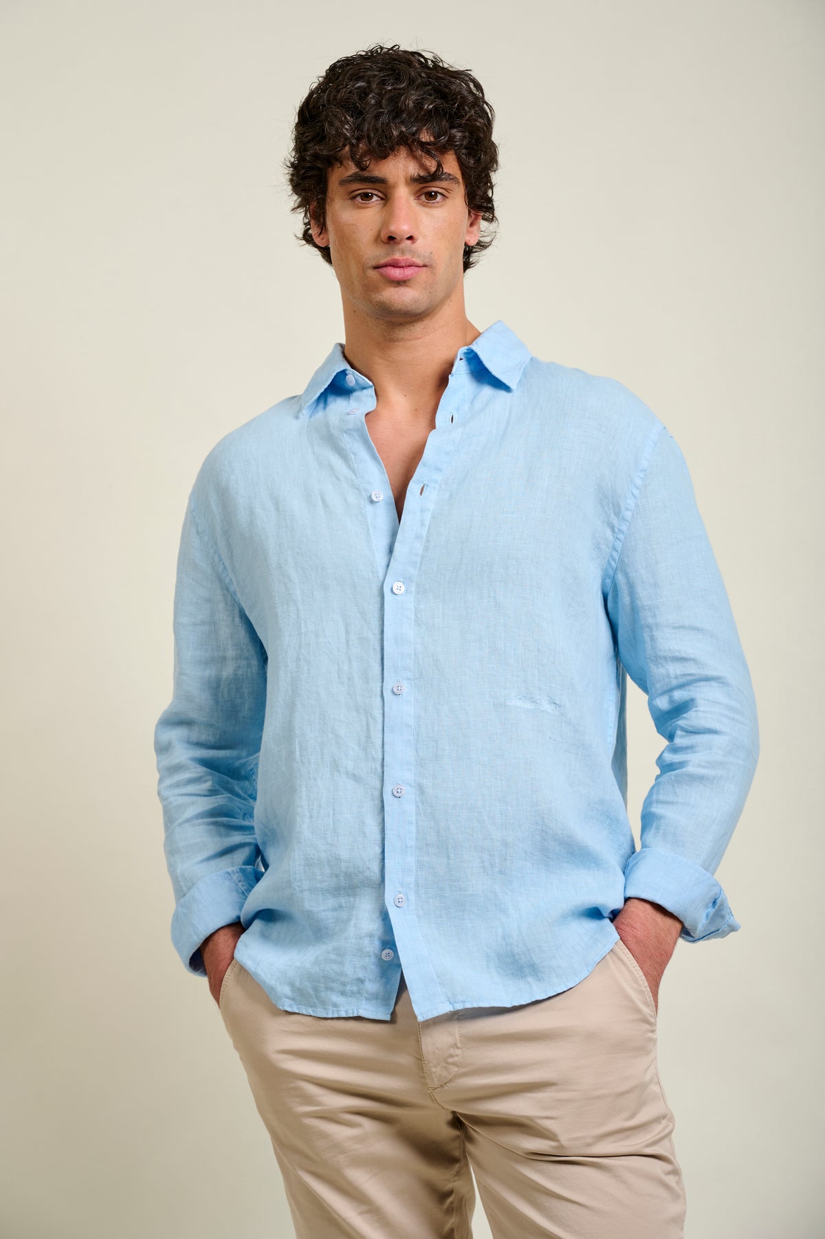 CHEMISE LINEN - BLEU