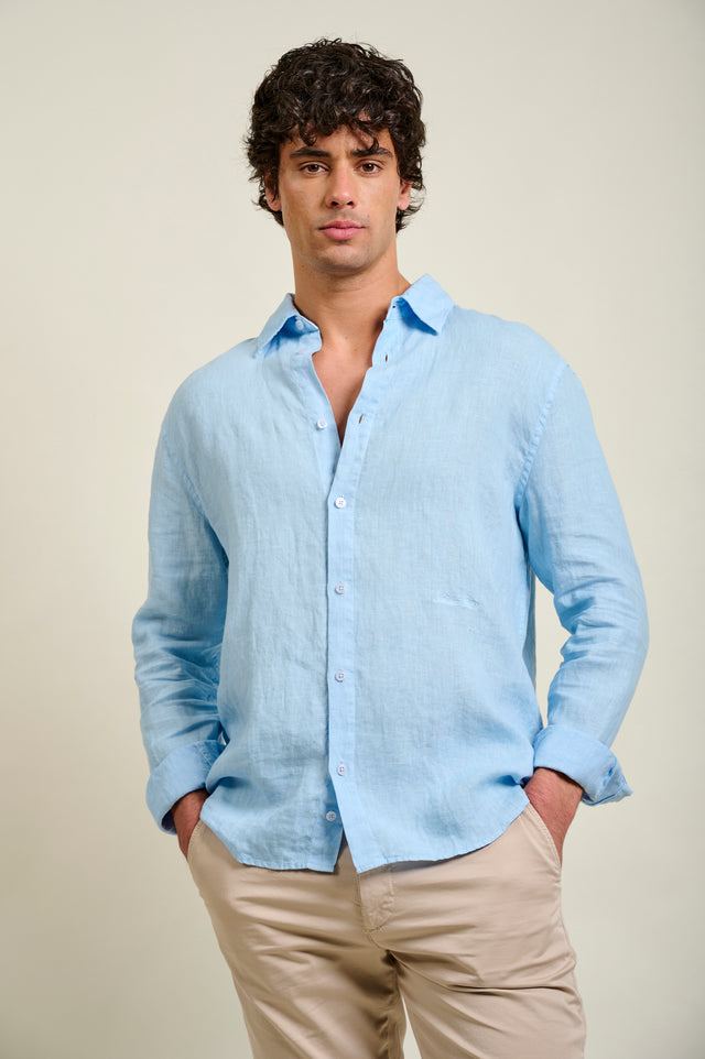 CHEMISE LINEN - BLEU
