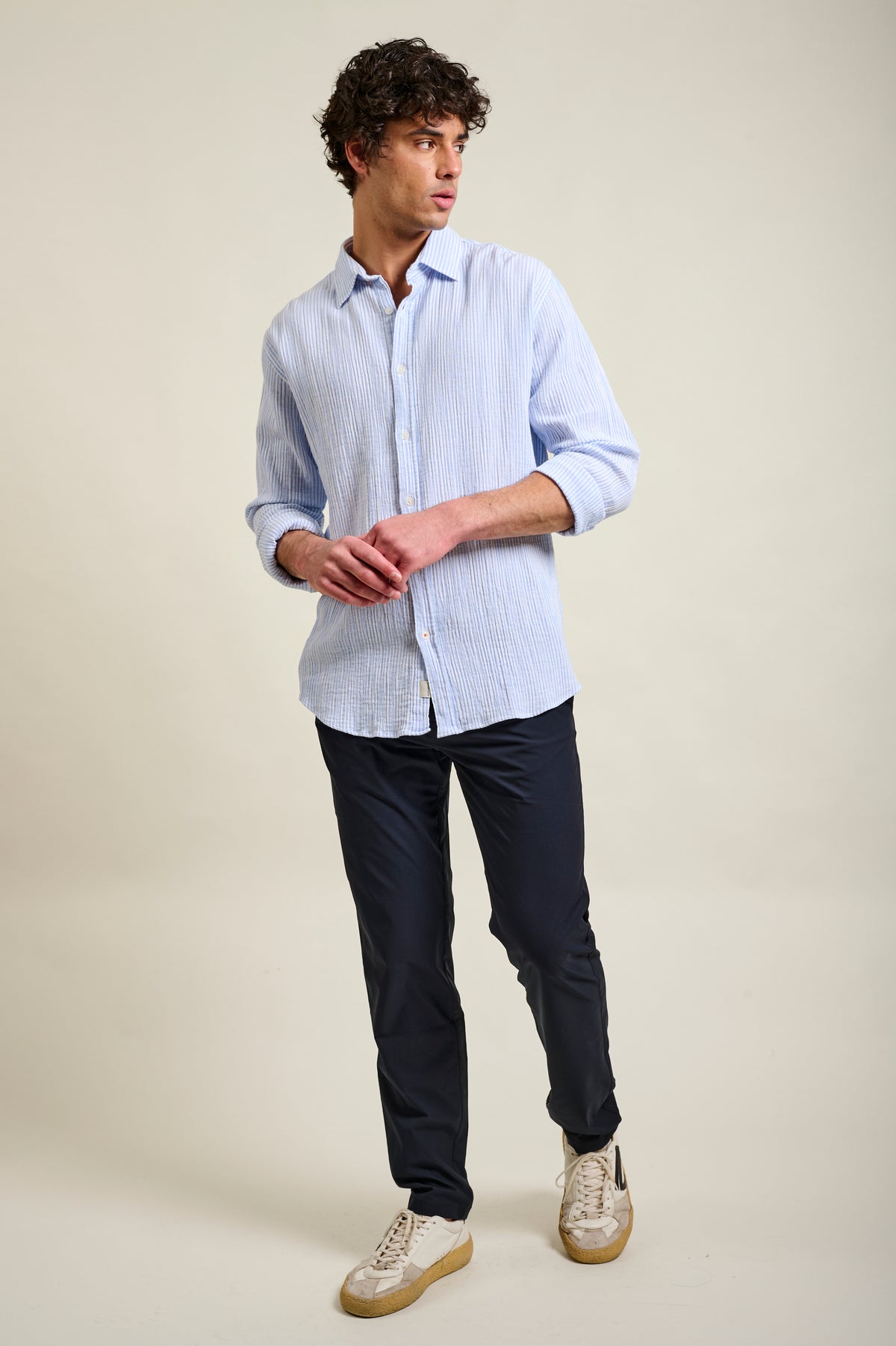CHEMISE CAYLON STRIPES - PASTEL BLUE