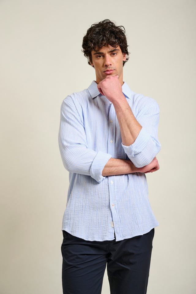 CHEMISE CAYLON STRIPES - PASTEL BLUE