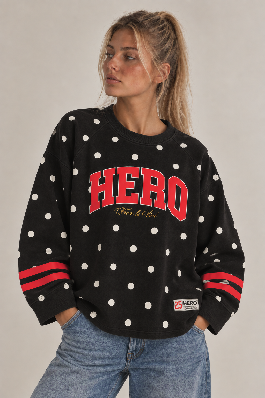 SWEAT COLLEGE TEE - NAVY DOT