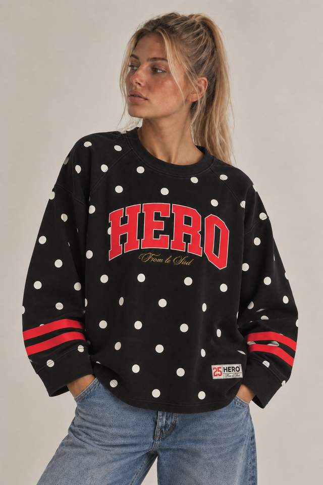 SWEAT COLLEGE TEE - NAVY DOT
