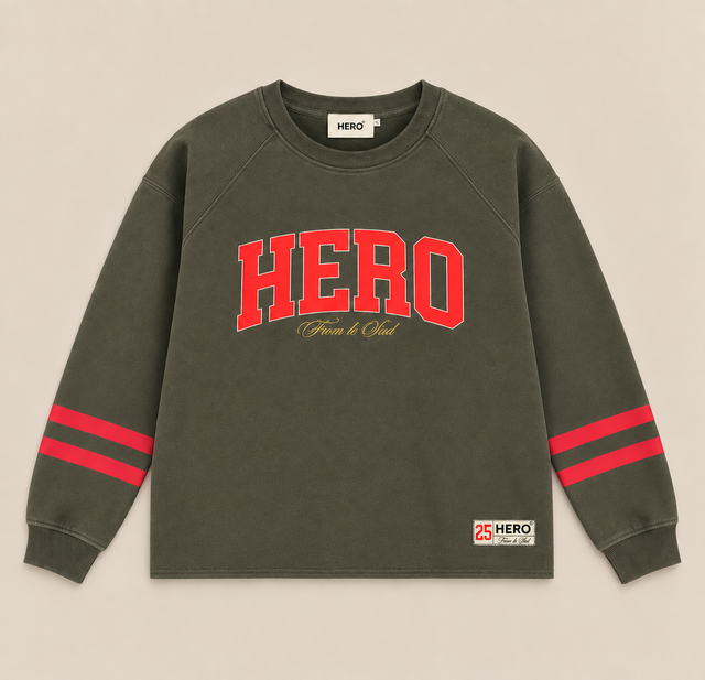 SWEAT COLLEGE TEE - MILITARY